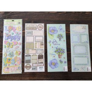 Scrapbooking Stickers Flowers Blue Spring Jumbo Sheets K&Co Lot New Retired #22